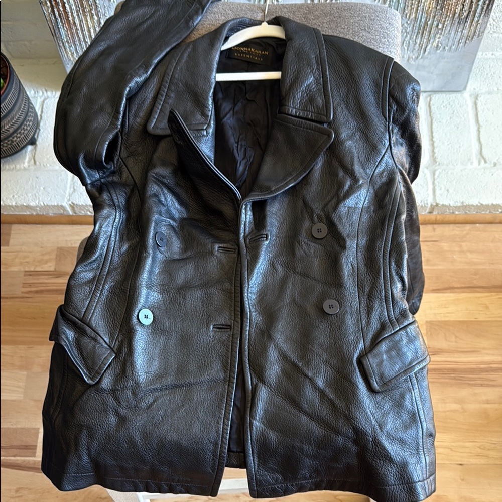 Donna Karan Black Leather Jacket Moto Style 100% Deerskin Genuine Leather